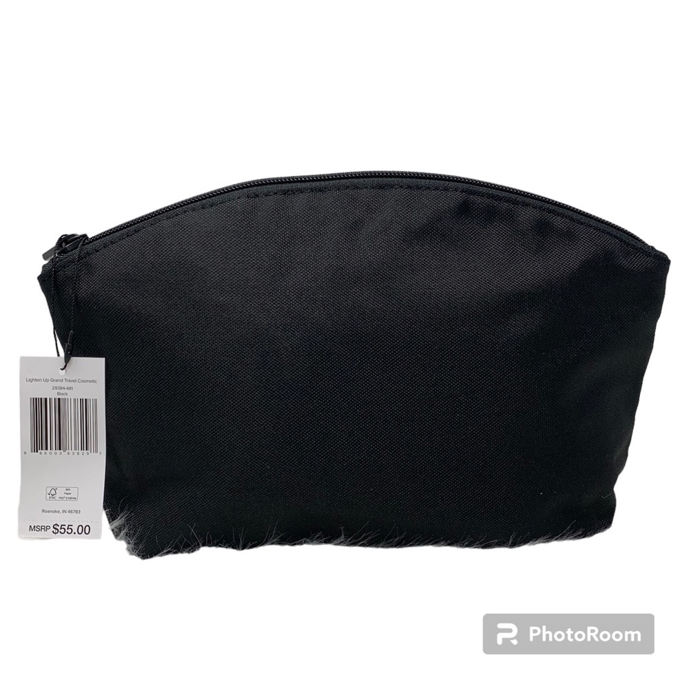NWT $55 Vera Bradley Grand Travel Plastic-Lined Cosmetics Makeup Bag Solid Black